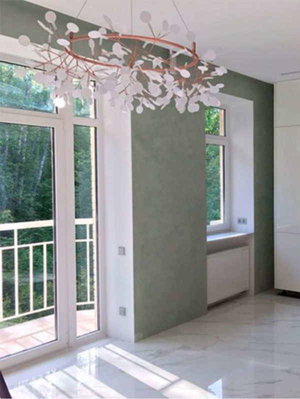 Замша декоративная краска ITALICA GRADIENTE в интерьере