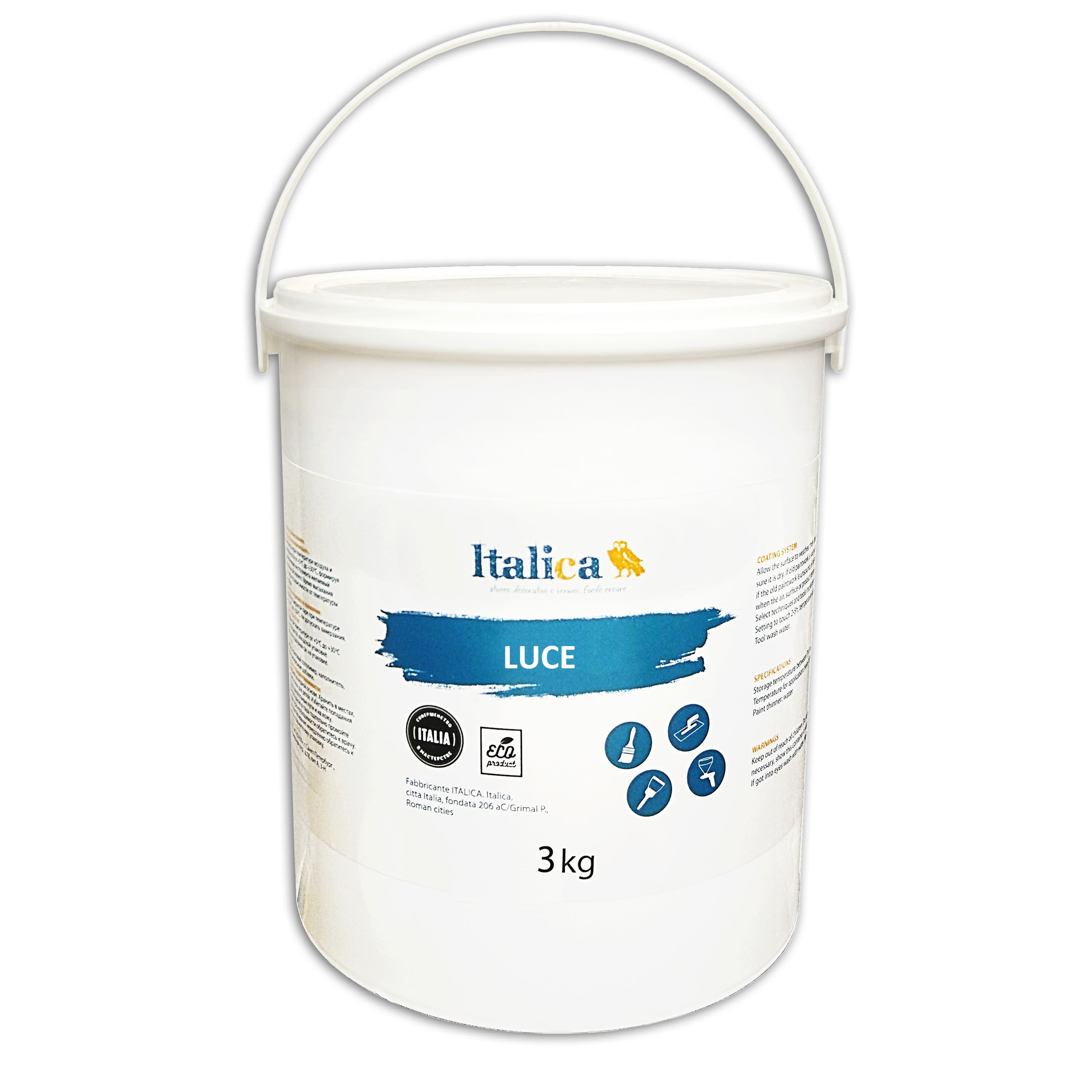 LUCE 3kg Для создания эффектов «шелк» и «бархат» на не особо тщательно подготовленных поверхностях рекомендуется использовать декоративное покрытие Для создания эффектов «шелк» и «бархат» на не особо тщательно подготовленных поверхностях рекомендуется использовать декоративное покрытие ITALICA LUCE.